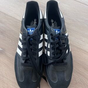 Adidas Men's Black Sneakers with White Stripes